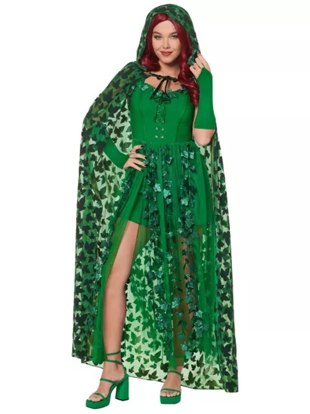 Official DC Comics Poison Ivy Hooded Cape Cloak Halloween Costume Adult Villain - Picture 3 of 8